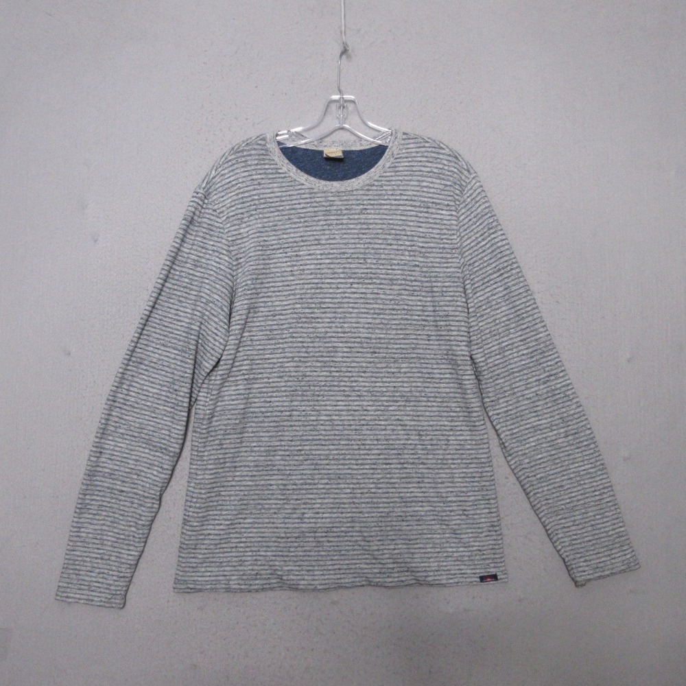 Faherty Cloud Cotton Shirt Reversible Gray Blue Striped Blue Preppy Casual Layer